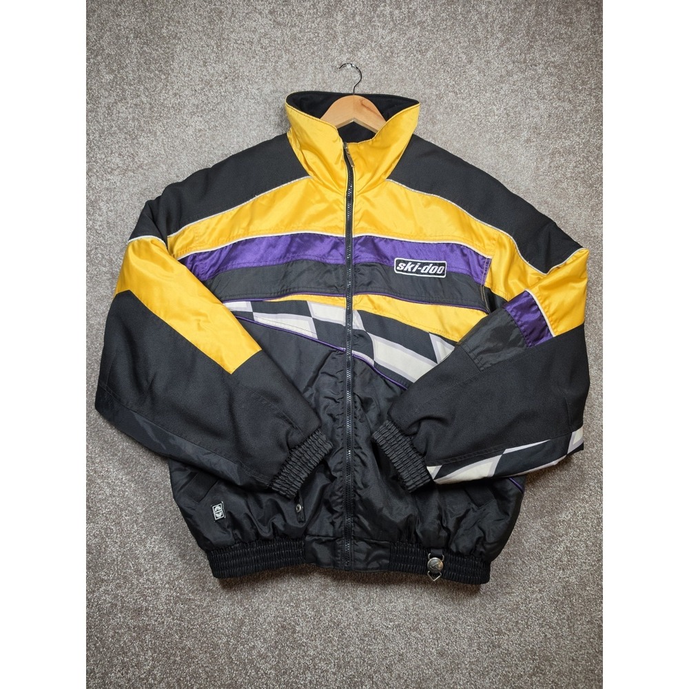 Vintage Ski-Doo‎ Bombardier Sno Gear Snowmobile Jacket XL Yellow Purple Black